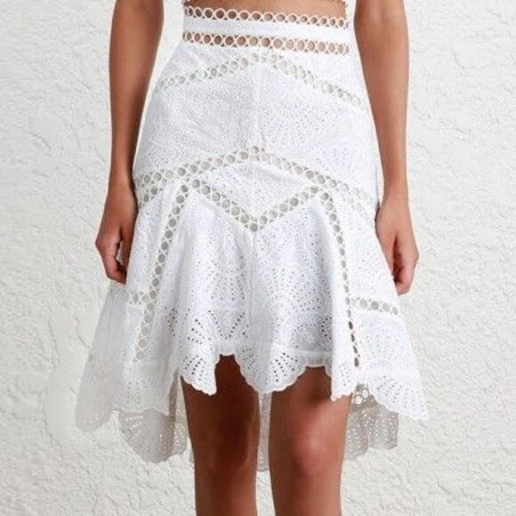 Zimmermann Mercer Fan High Low Skirt White Coastal Cowgirl b150 - Picture 2 of 8